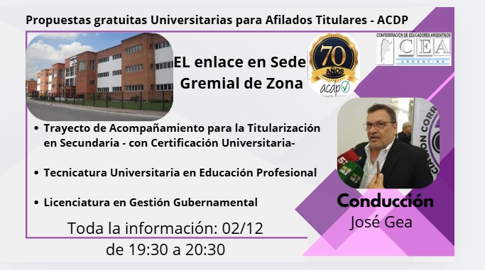 Propuestas Universitarias Gratuitas para Afiliados Titulares – ACDP